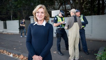 MP Fiona Patten was integral to the introduction of the safe access zone laws in Victoria. She's pictured here on the day they came into effect on May 2 last year.