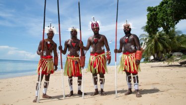 The Neguams Dance Troup on Mer Island in the Torres Strait.