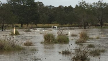 The farmer's submerged ute in Wallacedale.