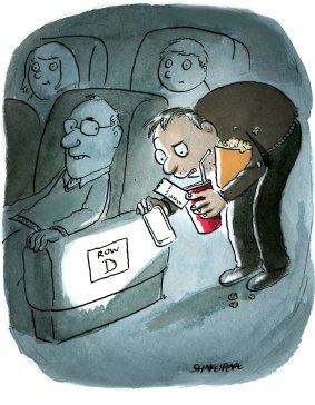 "Ah, I think I'm supposed to be in that seat?" Illustration: John Shakespeare