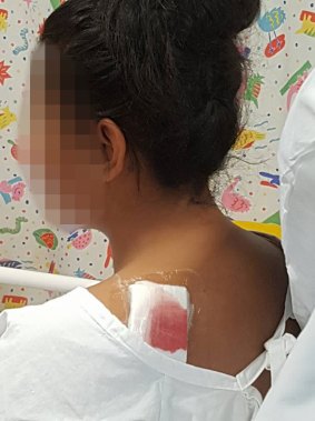 The female victim in hospital on Thursday.