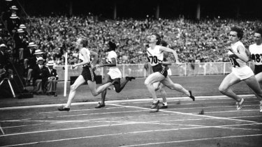 Betty Cuthbert winning the women's 100 metres at the 1956 Olympics in Melbourne.