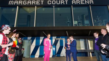 Gay Couple Says I Do Outside Margaret Court Arena
