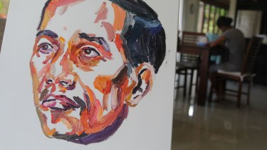 A painting of Indonesian President Joko Widodo by Myuran Sukumaran.
