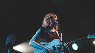 Sleater-Kinney's Carrie Brownstein on stage.