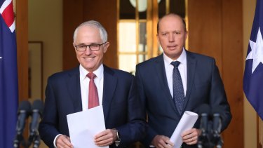 Prime Minister Malcolm Turnbull and Dutton announce the scrapping of 457 visas in April.