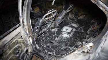 The inside of the car involved in the bombing.