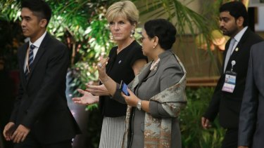 Foreign Minister Julie Bishop pushed back on talk of joint patrols in the South China Sea.