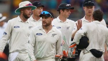 Too nice: Brendon McCullum leads his team from the field after the first day's play.