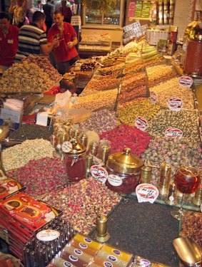 Spices in the Egyptian Bazaar in Istanbul, Turkey.