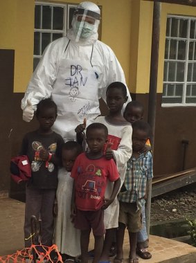 Ian Crozier with Ebola survivors waiting to be discharged. 