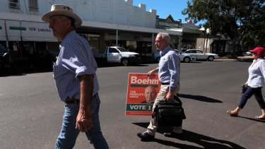 Rohan Boehm, Independent candidate for the seat of Barwon in the NSW state election, campaigning against National incumbent Kevin Humphries.
