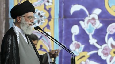 Iran's Supreme Leader Ayatollah Ali Khamenei delivers a sermon at the Imam Khomeini Grand Mosque in Tehran last year.