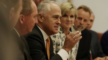 Mr Turnbull during a cabinet meeting at Parliament House.