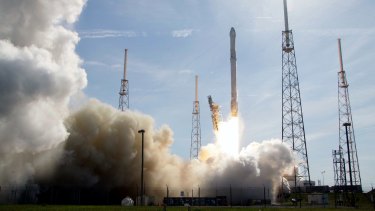 The SpaceX Falcon 9 rocket lifts off at the Kennedy Space Centre in Cape Canaveral, Florida en route to the International Space Station in April.
