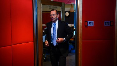 Former prime minister Tony Abbott enters the radio interview, his second since losing the top job.