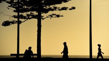 Exercising early at Maroubra Beach on Wednesday.