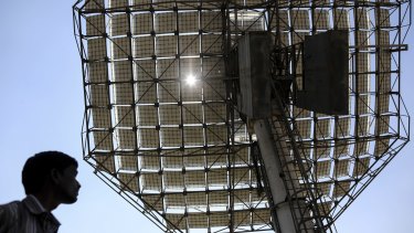 Solar energy is catching on: a paraboloid solar concentrating reflector being developed in India.