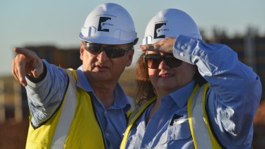 Gina Rinehart visits the Roy Hill mine in WA: the September 30 deadline in place is unlikely to be met.