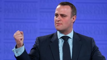 Human Rights Commissioner Tim Wilson addresses the National Press Club of Australia in Canberra on Wednesday 18 February 2015.