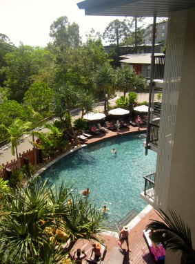 Main resort pool, balcony view. 