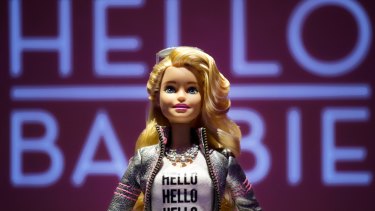 Hello Barbie, satirised as "Surveillance Barbie",  is Wi-Fi enabled and can record and store conversations between kids and their dolls.