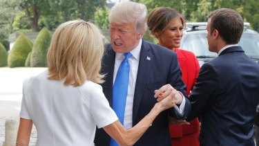 Donald Trump with Brigitte Macron in France
