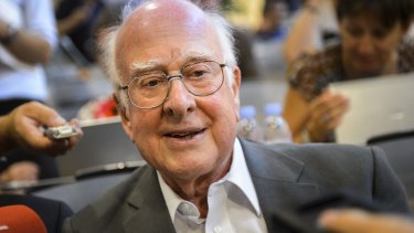 British scientist Peter Higgs, whose theoretical work predicted the Higgs boson.