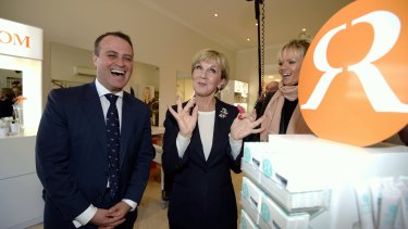 Mr Wilson campaigning with Foreign Minister Julie Bishop.