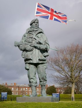 The Yomper sculpture by Philip Jackson at the Royal Marines Museum, Eastney, Portsmouth, Hampshire. 