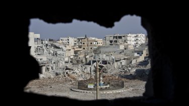 "Half" of Kobane has been destroyed in the fighting. 