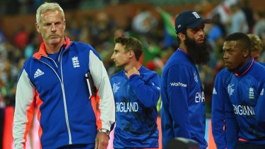 Reality bites:  England coach Peter Moores at the end of the match between England and Bangladesh.