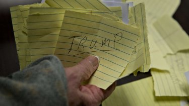 Not enough: Paper ballots for Donald Trump are counted in the Brody Middle School cafeteria in Des Moines, Iowa.