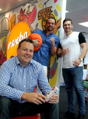 Steve Smyth, Troy Douglas and Drew Bilbe from Nexba, which offers staff pool passes and the company's own ice tea drink during hot weather. 
