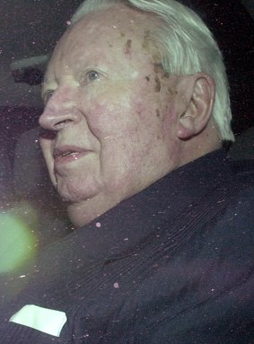 Former British prime minister Edward Heath leaves after giving evidence to the Bloody Sunday inquiry in London in January 2003. He died in 2005.