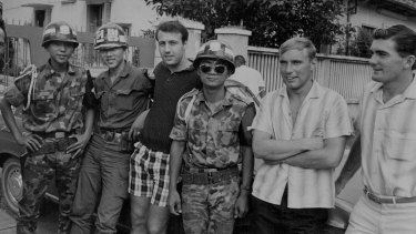 Members of the Australian soccer team in Saigon in 1967.