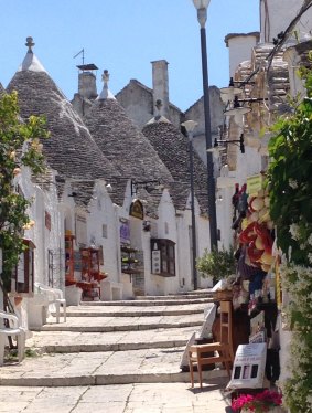 The village of Alberobello with its many trulli with their conical roofs.
