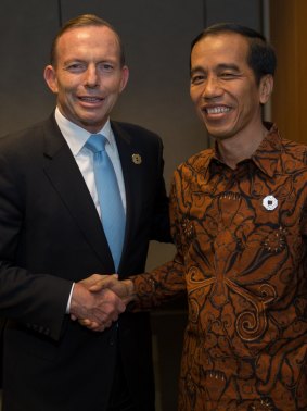 Preoccupied: Australian Prime Minister Tony Abbott and Indonesian President Joko Widodo.
