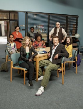 Practice what you preach: Britta Perry (front left) in <i>Community</i>.