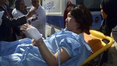 A victim arrives at hospital after the attack.
