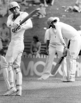 Ian Chappell (left) batting with his brother Greg during World Series Cricket.