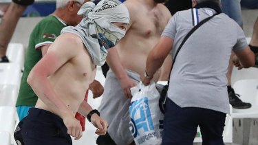 Russian supporters charged at England fans in the stands at the final whistle on the weekend.