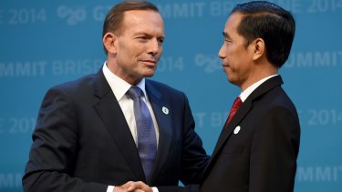 Tony Abbott and Joko Widodo at the G20 in November last year.