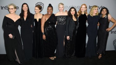 Actresses wore black and many brought activists as their dates in support of Time's Up.