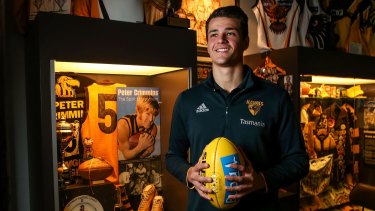 Hawthorn young gun Ryan Burton was given the No.5 of Peter Crimmins.