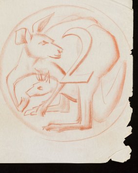 Stuart Devlin's early sketches of the two cent coin show how he was struggling to incorporate the kangaroo's tail into his designs.