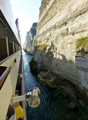 It's a tight squeeze in the Corinth canal
