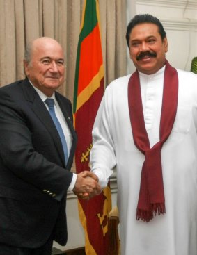 Sepp Blatter with Sri Lanka president Mahinda Rajapakse.