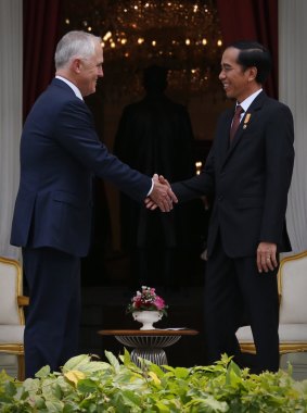 Prime Minister Malcolm Turnbull met with Indonesian President Joko Widodo at the Presidential Palace in Jakarta.