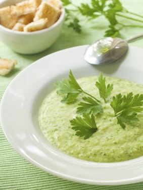 Delicious spinach soup ... blend if you'd like a less chunky or smoother  soup. 